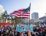 Imagen de este miércoles 11 de junio de una protestas en Los Ángeles.